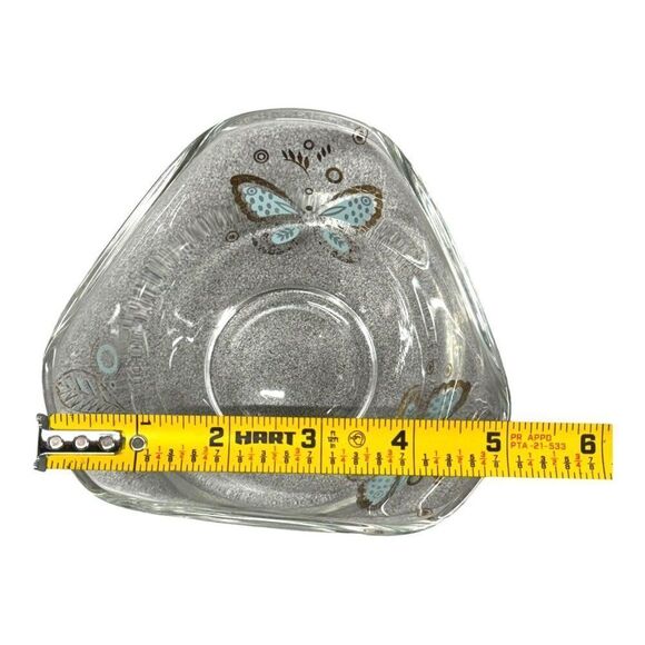 Georges Briard MCM Candy Dish Mid-Century Glass Bowl w/ Butterfly Design Spring - Picture 5 of 8